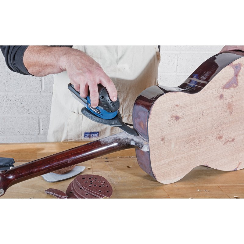 Draper 75W Electric Detail Sander Kit with Tri-Palm Finger Pad & 48 Sanding Sheets
