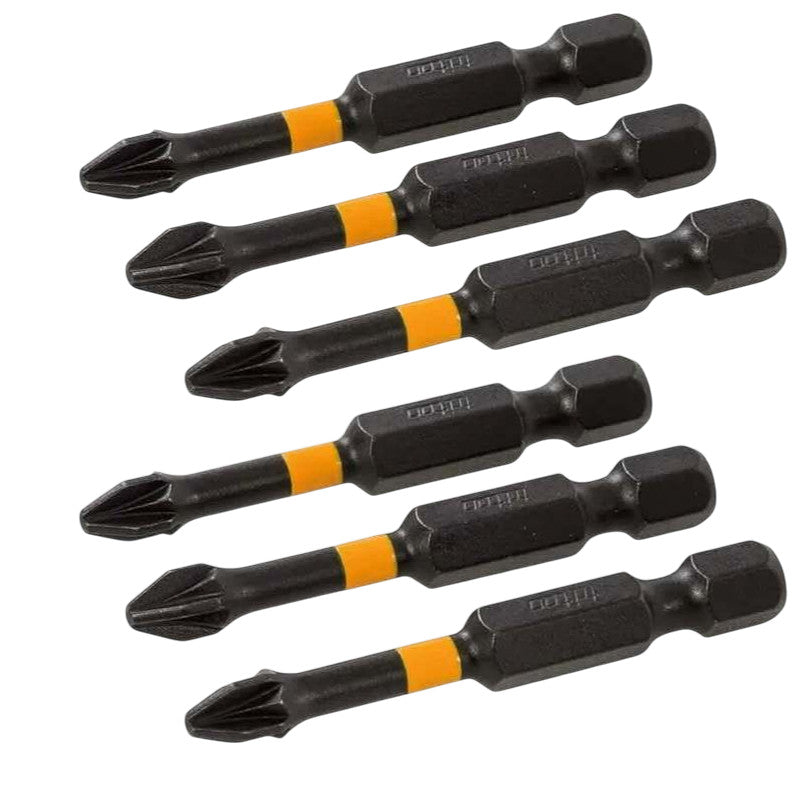 6PK Triton Professional Pozi Screwdriver Impact Bits PZ2 50mm Silverline 740013