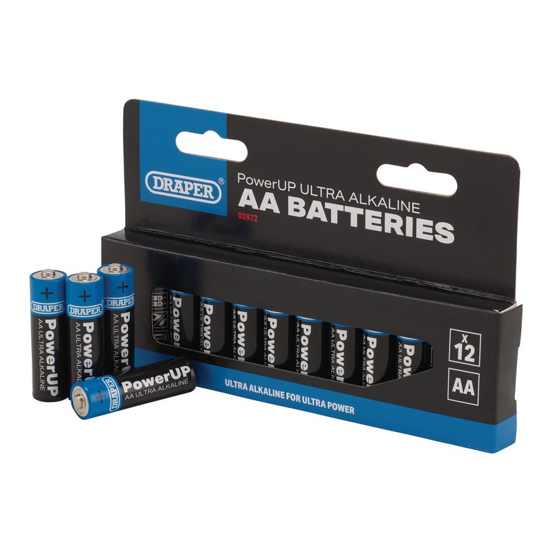 Draper 03972 PowerUP Ultra Alkaline AA Batteries (12 PK)