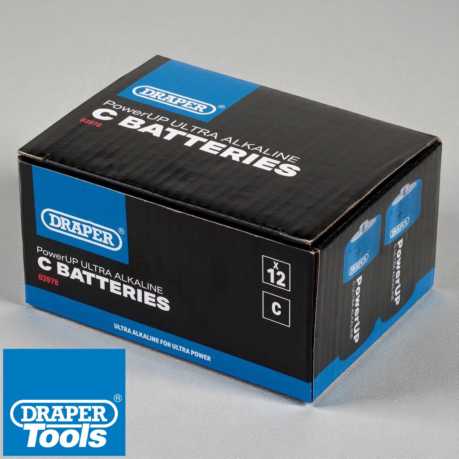 Draper 03978 C Size Batteries 12 Pack PowerUp Ultra Alkaline Battery LR14 MN1400
