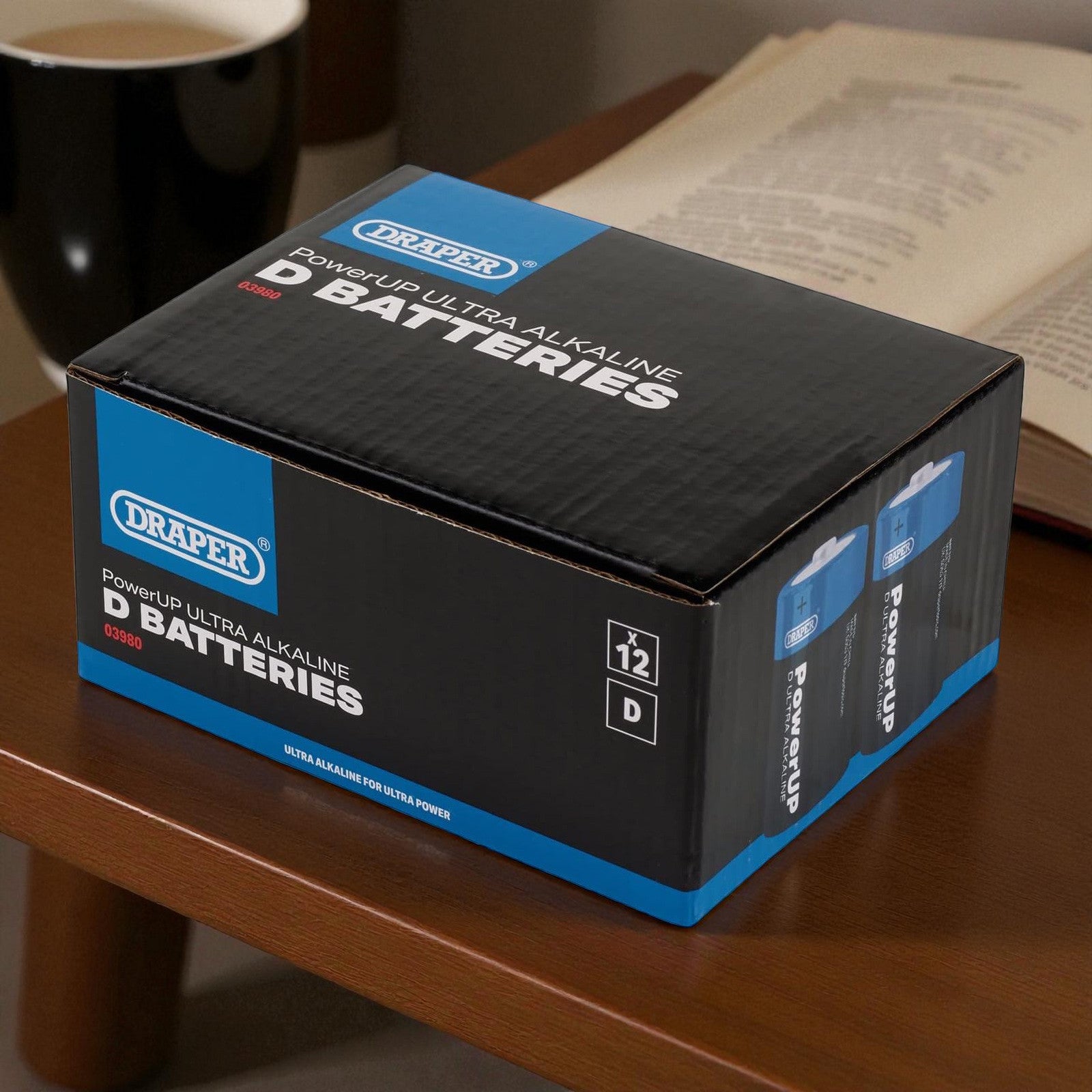 Draper 03980 D Size Batteries 12 Pack PowerUp Ultra Alkaline Battery LR20 MN1300