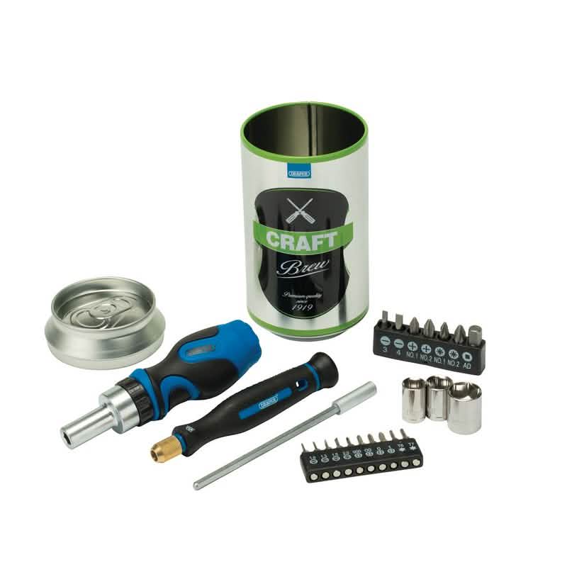 Draper Stubby Ratchet Screwdriver And Bit Set Special Edition - Workshop Brew (23PCE) 04775