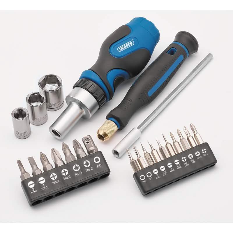 Draper Stubby Ratchet Screwdriver And Bit Set Special Edition - Workshop Brew (23PCE) 04775