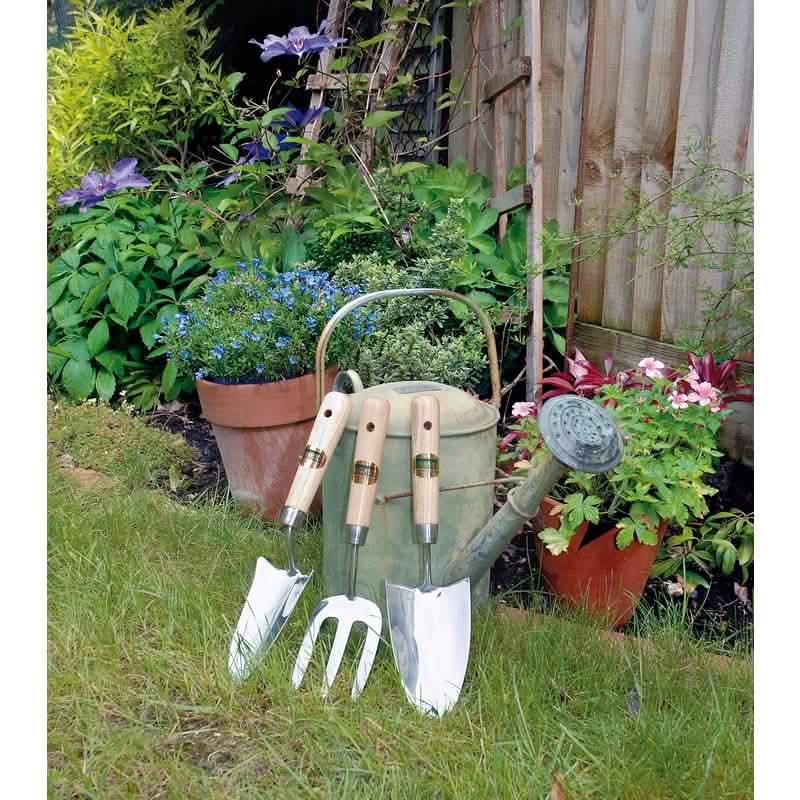 Draper Stainless Steel Hand Fork Trowels Set - Ash Handles (3PC) 09565