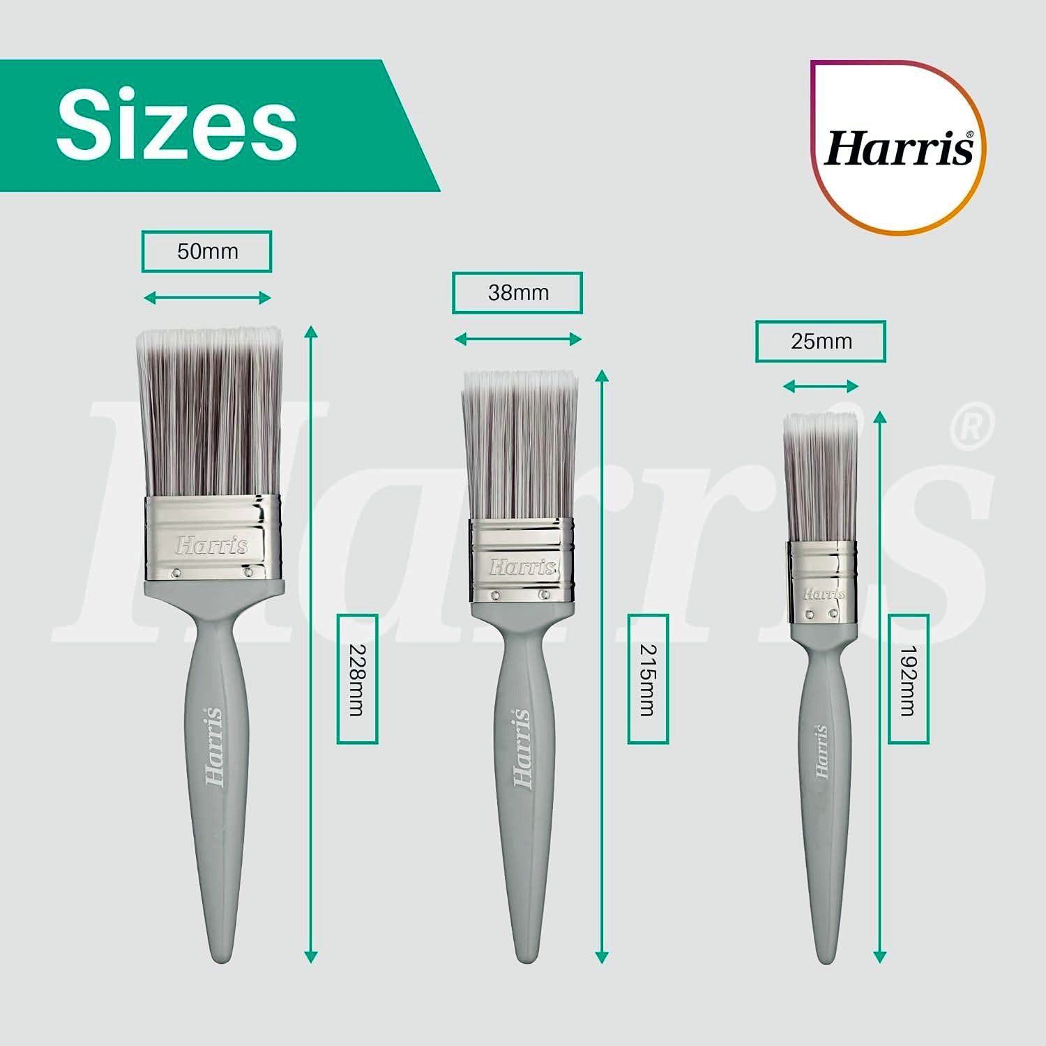 3pk Harris Essentials Paint Brushes Synthetic Bristles for Walls & Ceilings 1" 1.5" 2"