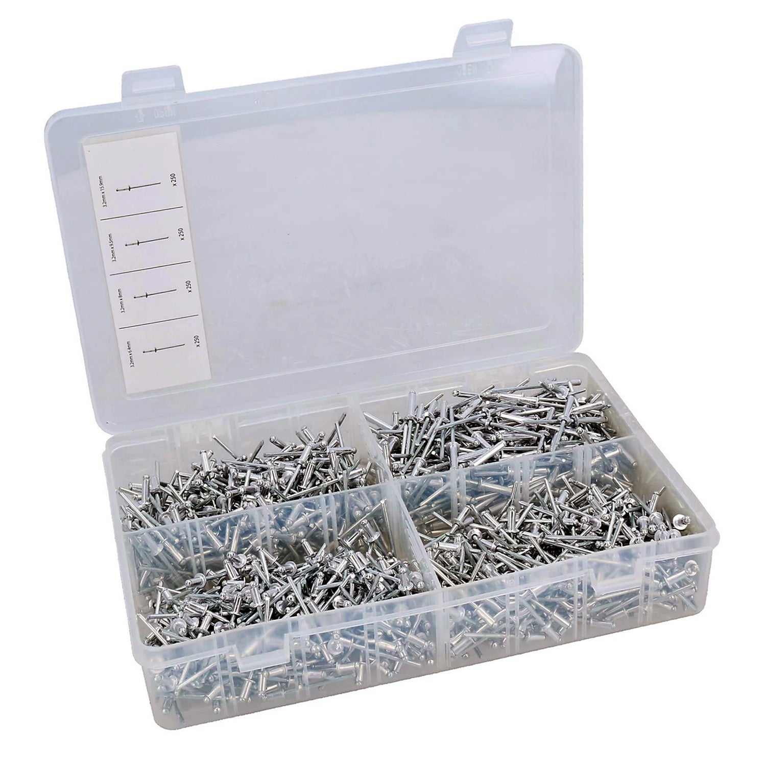 Heavy Duty Hand Riveter Pop Rivet Gun with 4 Nozzle Heads & 1000 Assorted Rivets