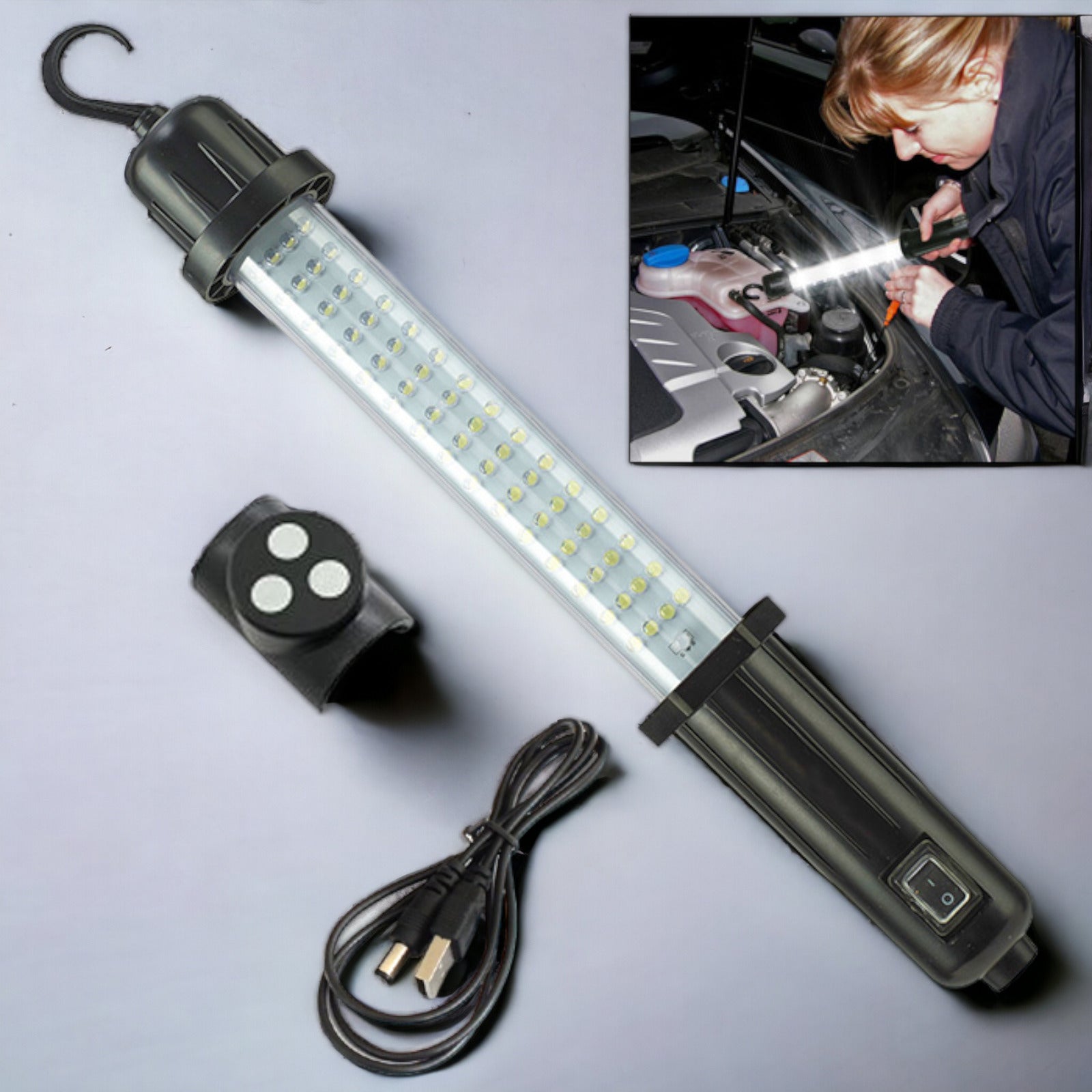 Rechargeable Cordless Work Light Garage Inspection Lamp Torch Worklight -160 LED