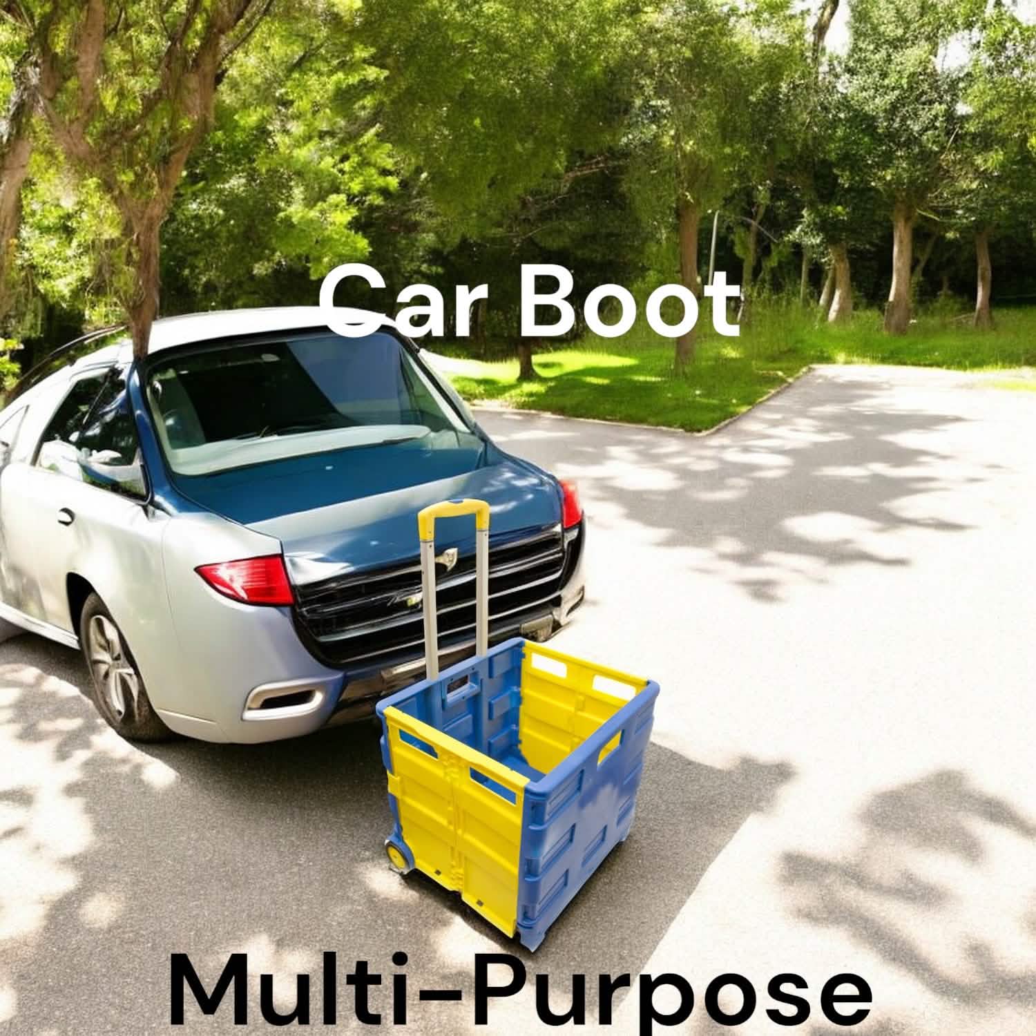 Large Folding Shopping Trolley Cart Foldable Rolling Car Boot Storage Box 40kg