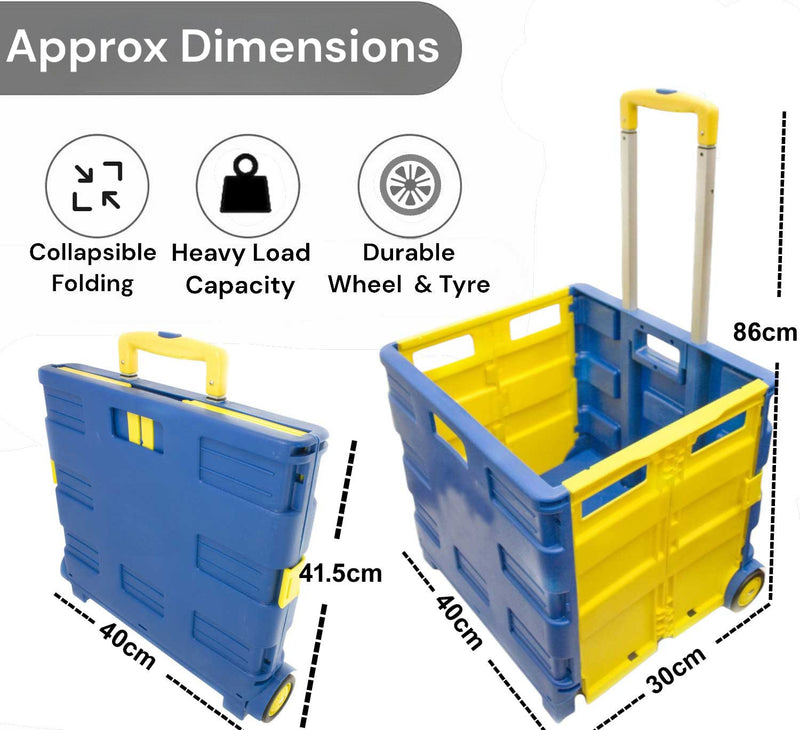 Large Folding Shopping Trolley Cart Foldable Rolling Car Boot Storage Box 40kg