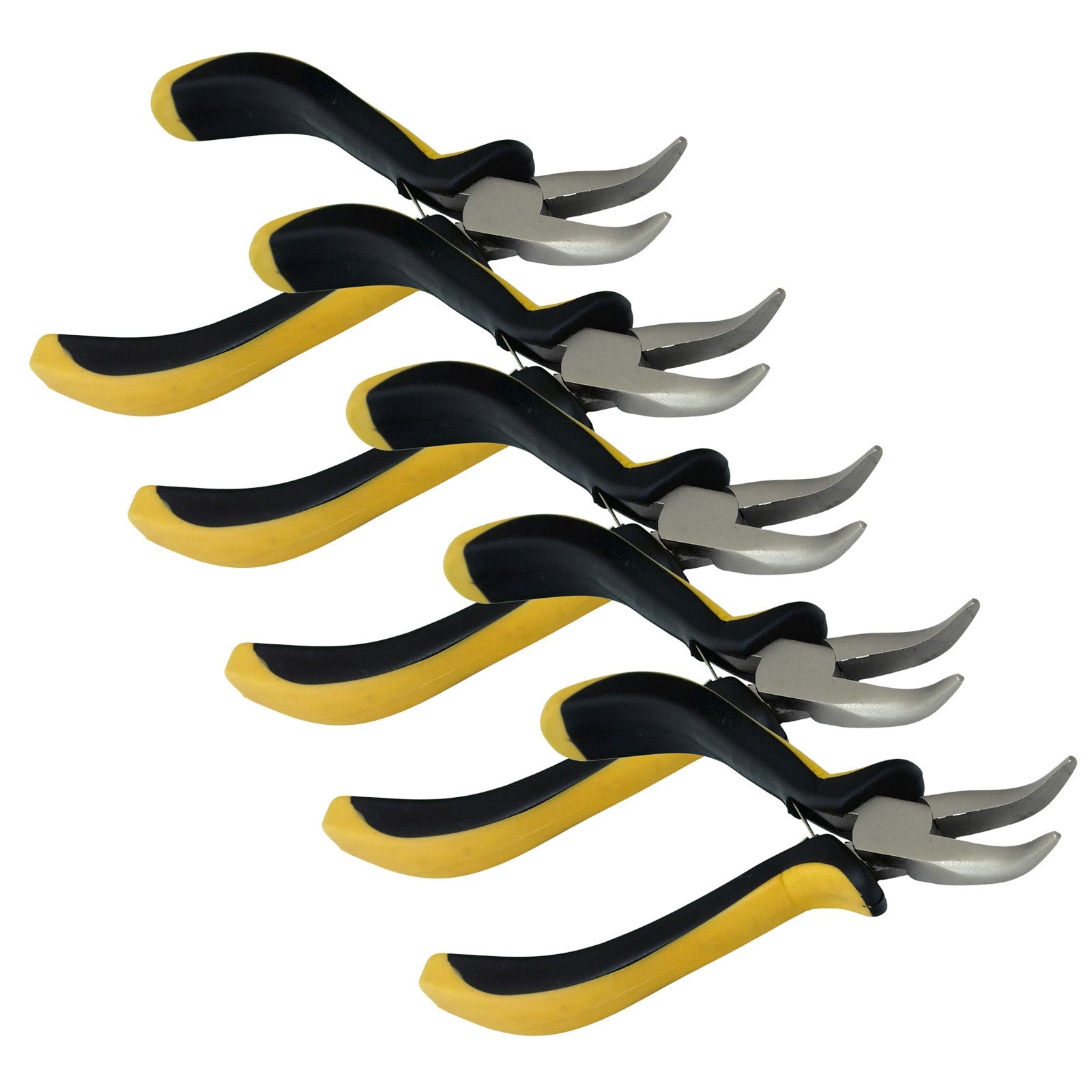 5pc Precision Pliers Mini Bent Long Nose Non-Slip Handles Jewellery Electronics
