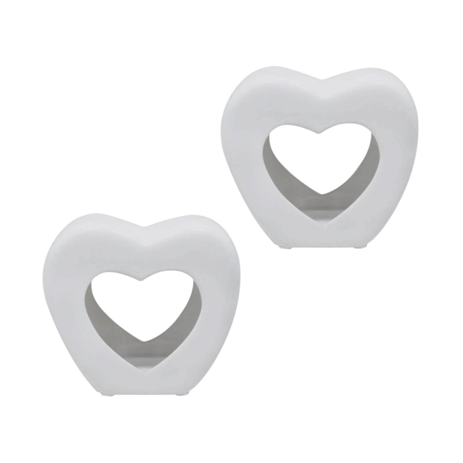 2 White Heart Tea Light Wax Melt Warmer Oil Burner + Candle + Melts