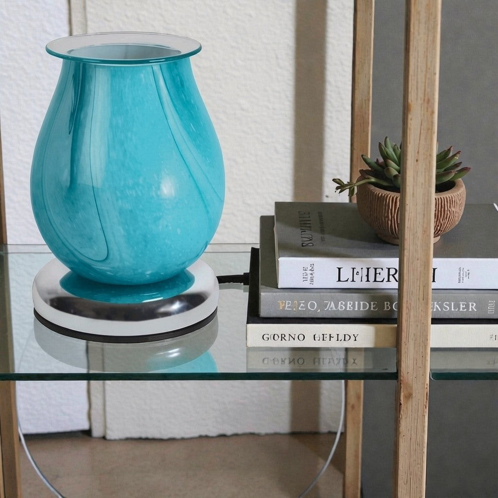 Electric Scented Wax Melt Tart Warmer Teal Swirl Aroma Diffuser Touch Control