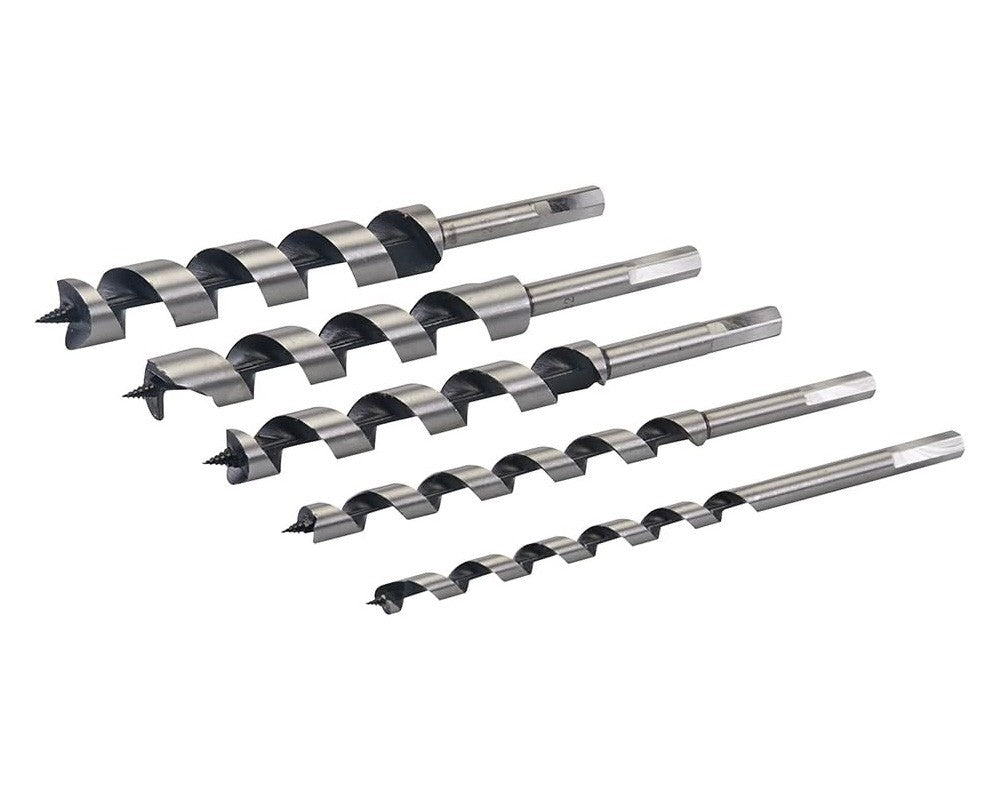 5pc Auger Drill Bit Set 10mm-25mm Hex Shank High Carbon Steel Wood Joinery Silverline 298528