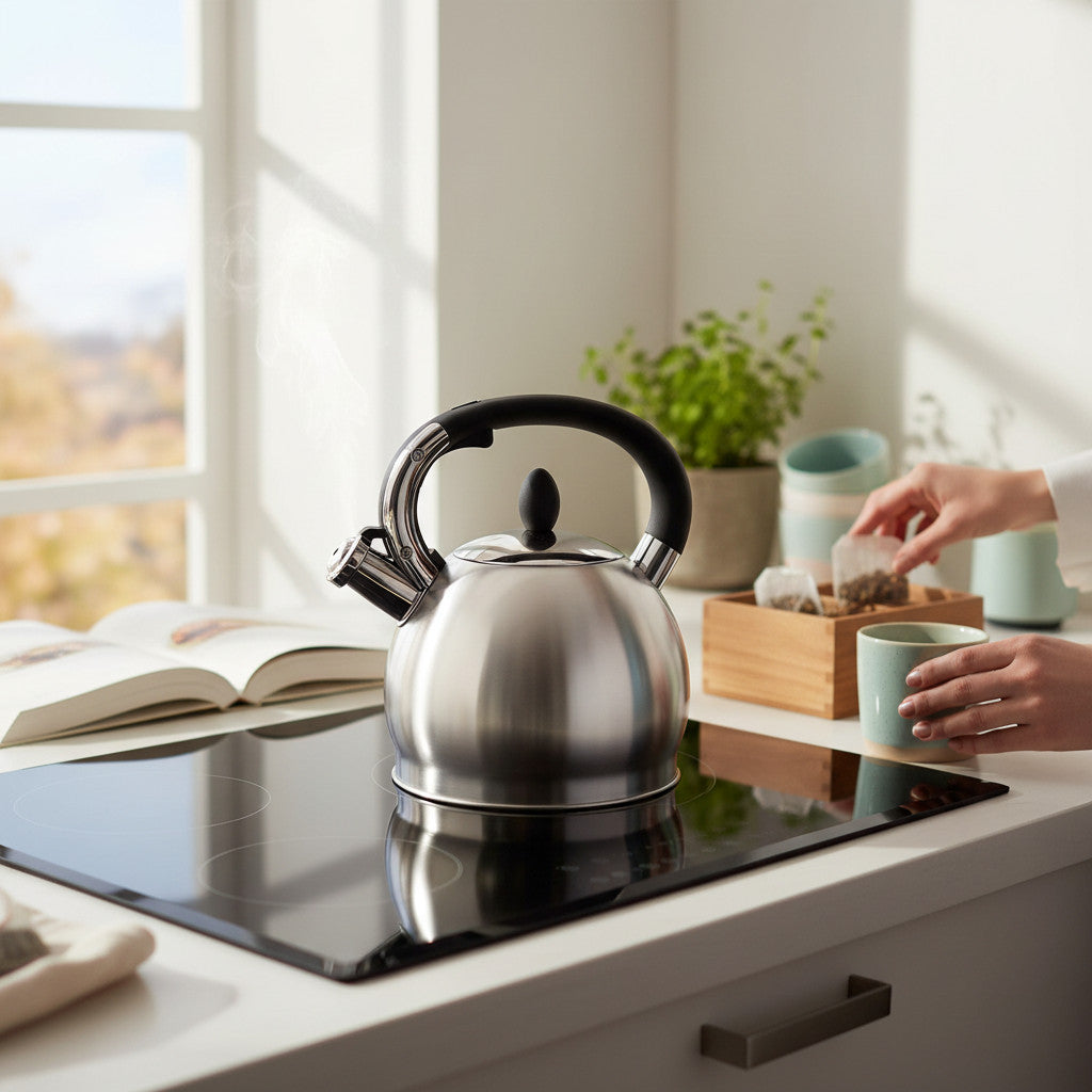 3.5L Stovetop Whistling Kettle with Stylish Brushed Stainless Steel Finish | Suitable for Electric, Induction and Gas Hobs