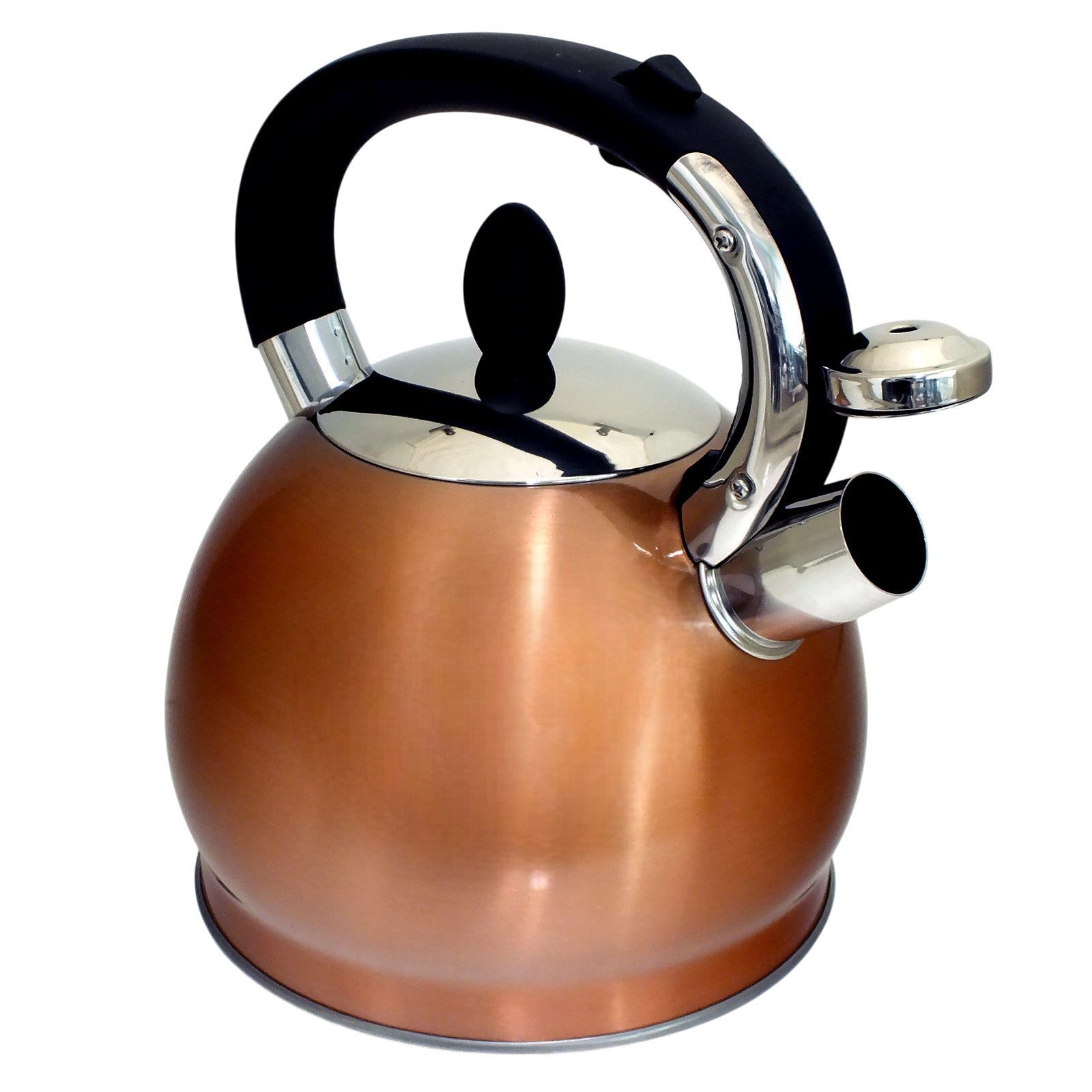 Voche 3.5L Stovetop Whistling Kettle Stainless Steel with Stylish Copper Finish | Suitable for Electric, Induction and Gas Hobs