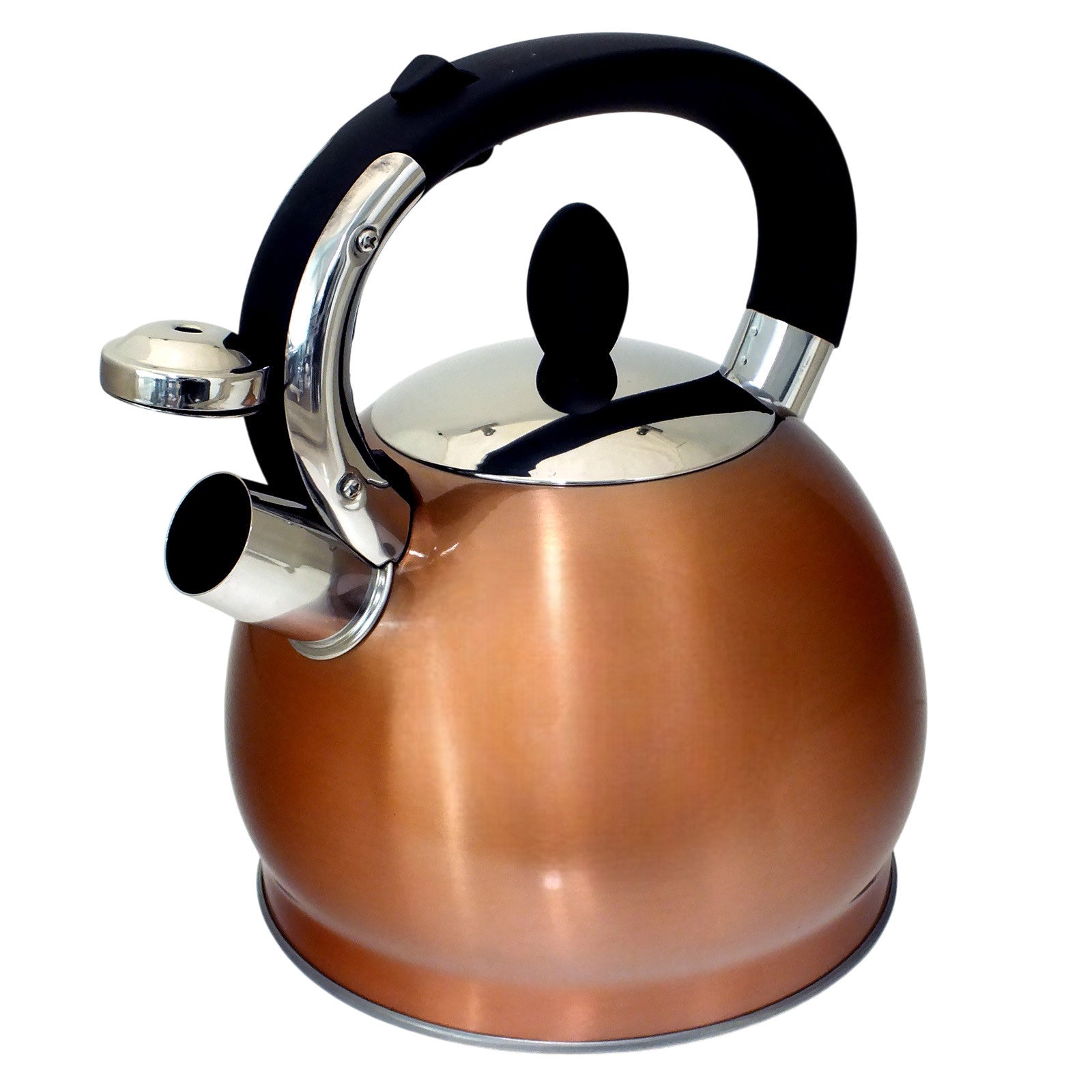 Voche 3.5L Stovetop Whistling Kettle Stainless Steel with Stylish Copper Finish | Suitable for Electric, Induction and Gas Hobs