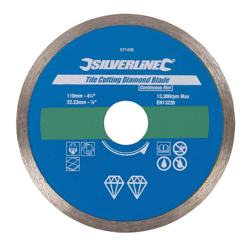 110 X 22.23MM CONTINUOUS RIM TILE CUTTING DIAMOND BLADE 571499-tooltime.co.uk