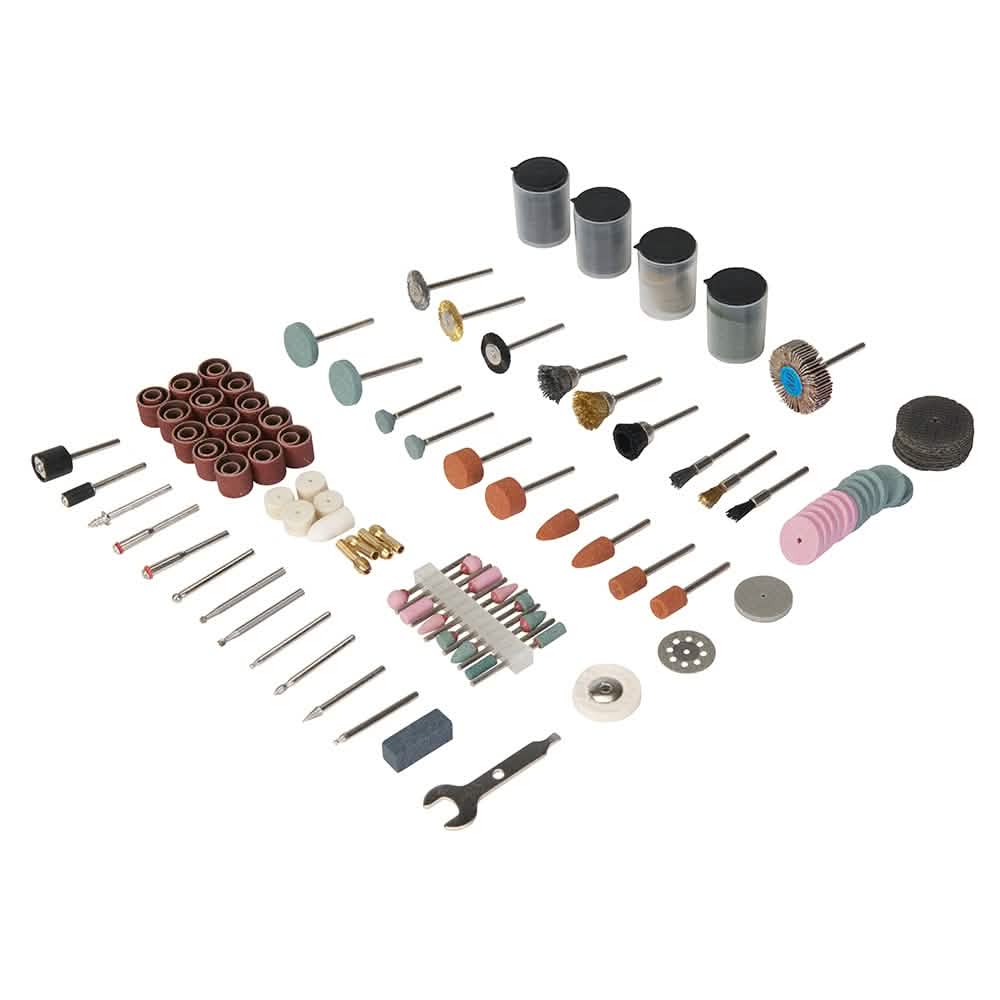 75mm (3") 120W Bench Grinder and Polisher with 1m Flexible Shaft and 216pc Rotary Tool Accessories