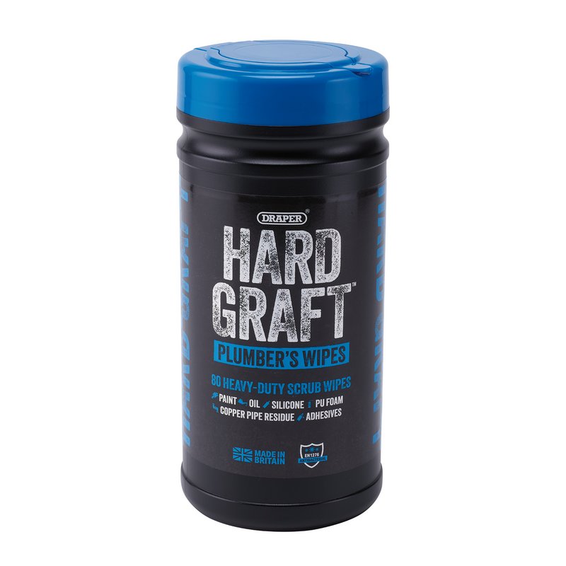 Draper Hard Graft Plumbers Wipes (Tub of 80)