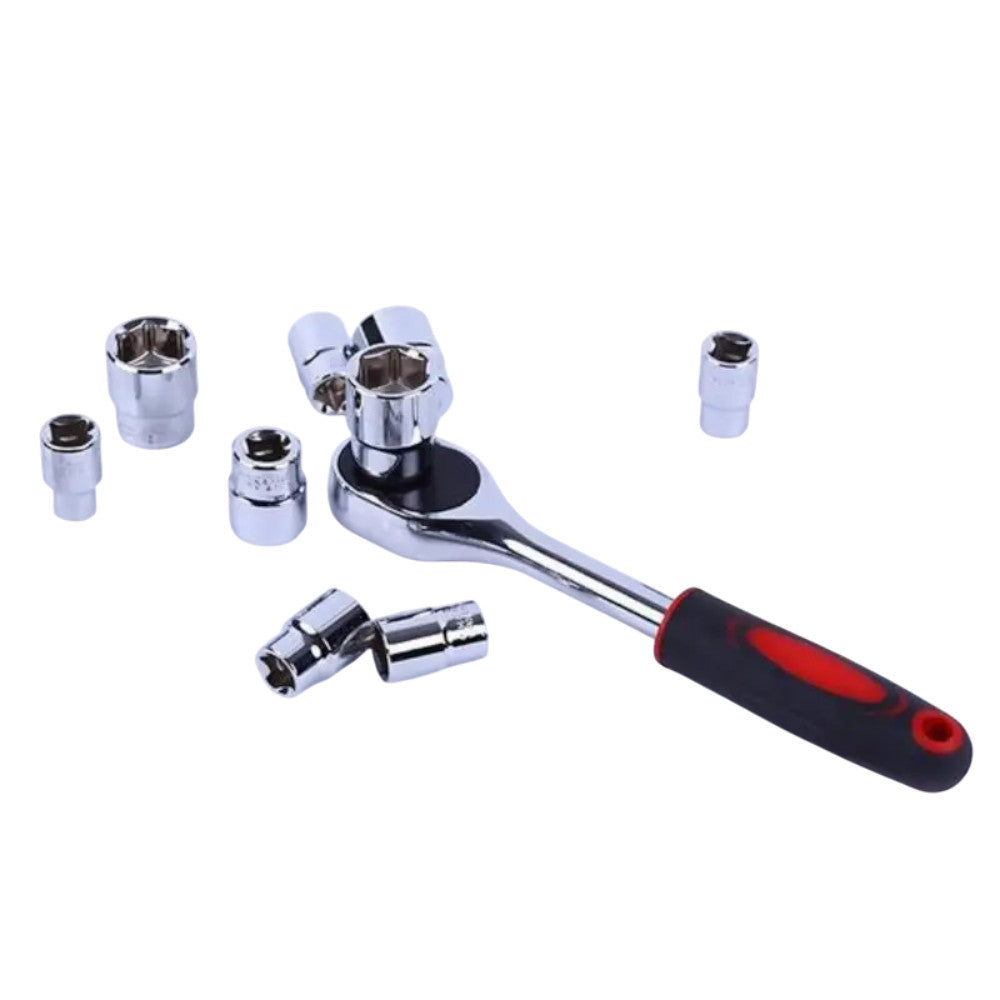 Ratchet Socket Set 1/4"Dr Pro Steel Crv 12Pc - Extension - Storage Rack Included