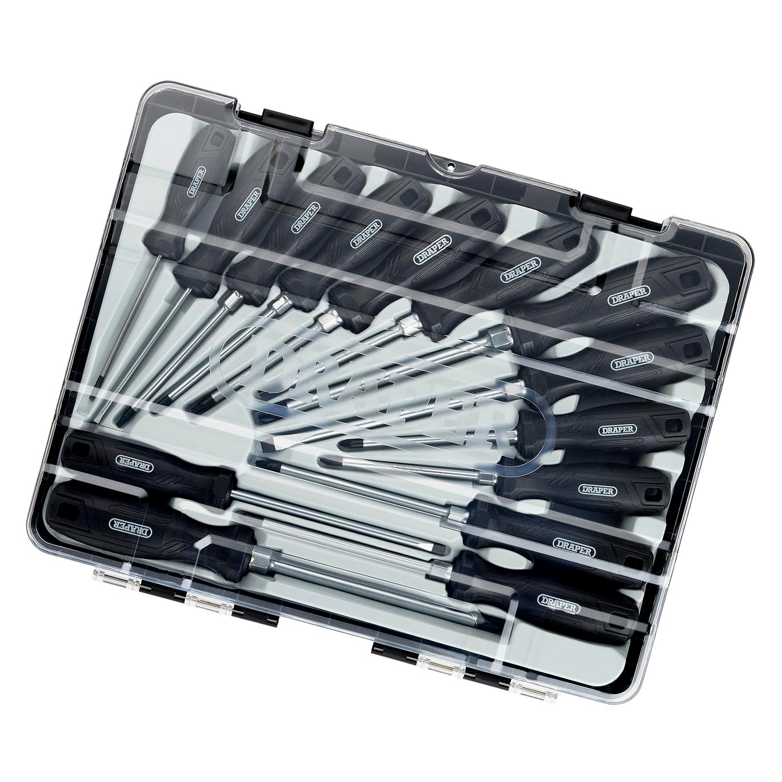 Draper 13588 14pc Hard Grip Screwdriver Set with Case | CRV Slotted Philips Pozi Torx