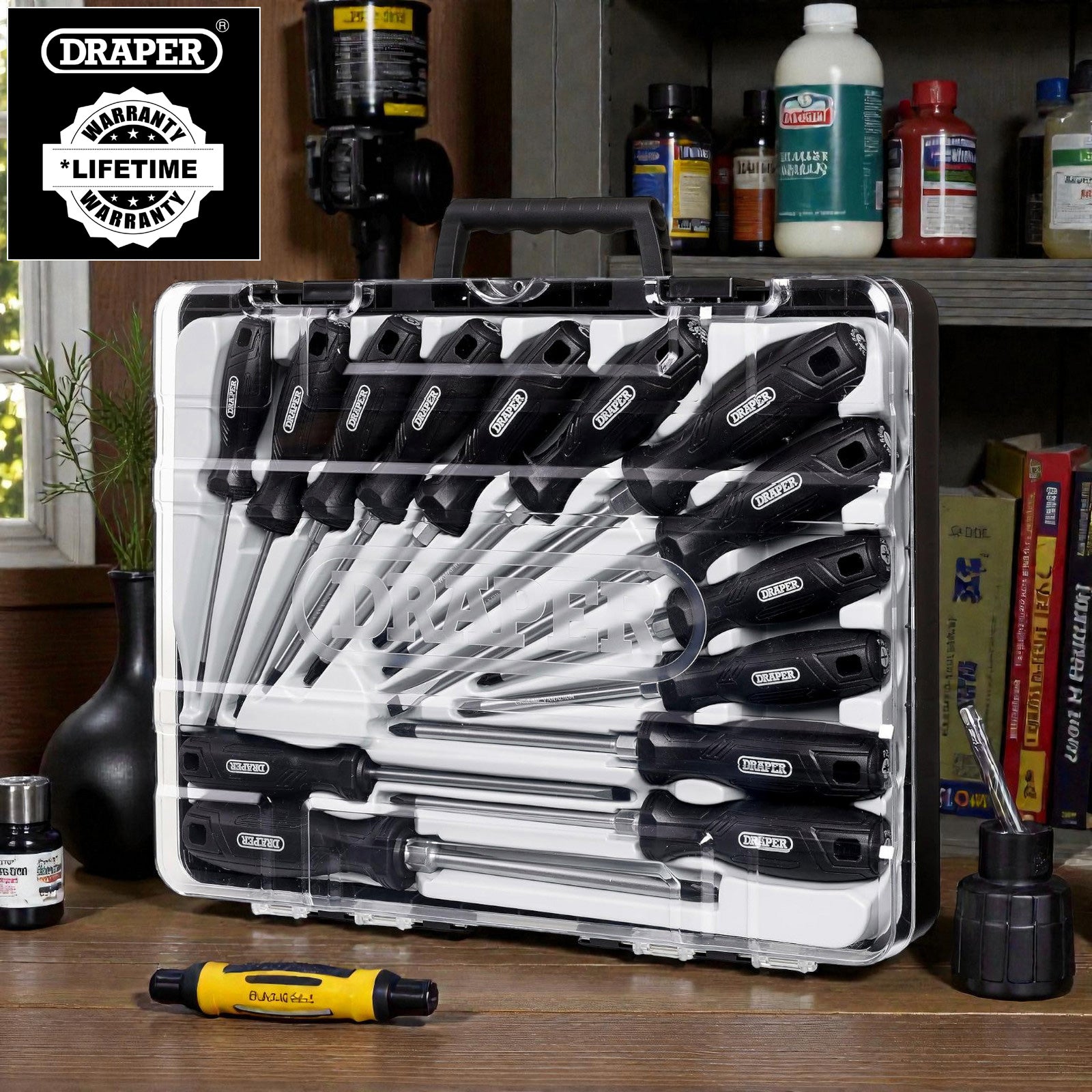 Draper 13588 14pc Hard Grip Screwdriver Set with Case | CRV Slotted Philips Pozi Torx