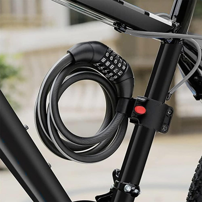 1500mm Cable Bike Lock with 5 Digit Combination and Storage Holder - tooltime.co.uk