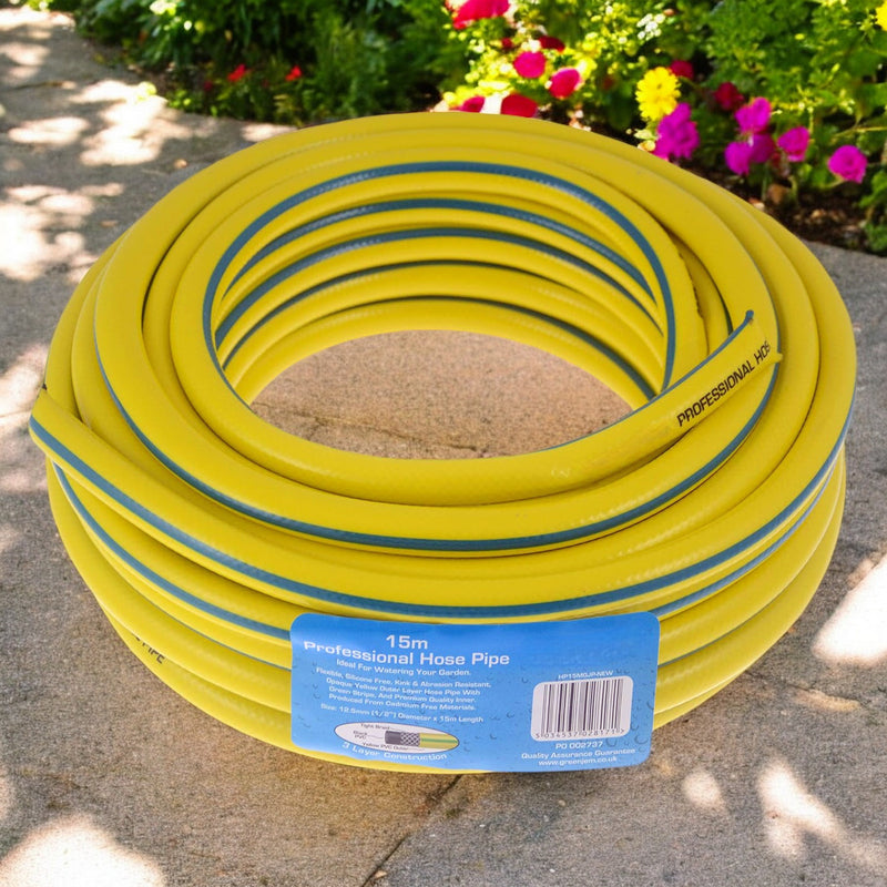 Heavy Duty Reinforced Garden Hose Pipe | 15m-50m Hosepipe | Connectors and Guide also available
