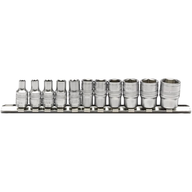 Draper 16488 Imperial Socket Set On A Metal Rail, 1/4"Dr (11PC) - Expert Quality