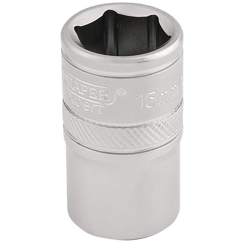 Draper 16605 6 Point Metric Socket, 1/2" Sq. Dr., 15Mm 16605
