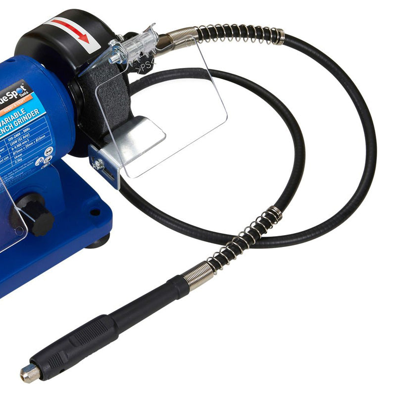 75mm (3") Twin Bench Grinder and Polisher | 120W Variable Speed with 1m Flexible Shaft for Rotary Tool Accessories | Lifetime Warranty