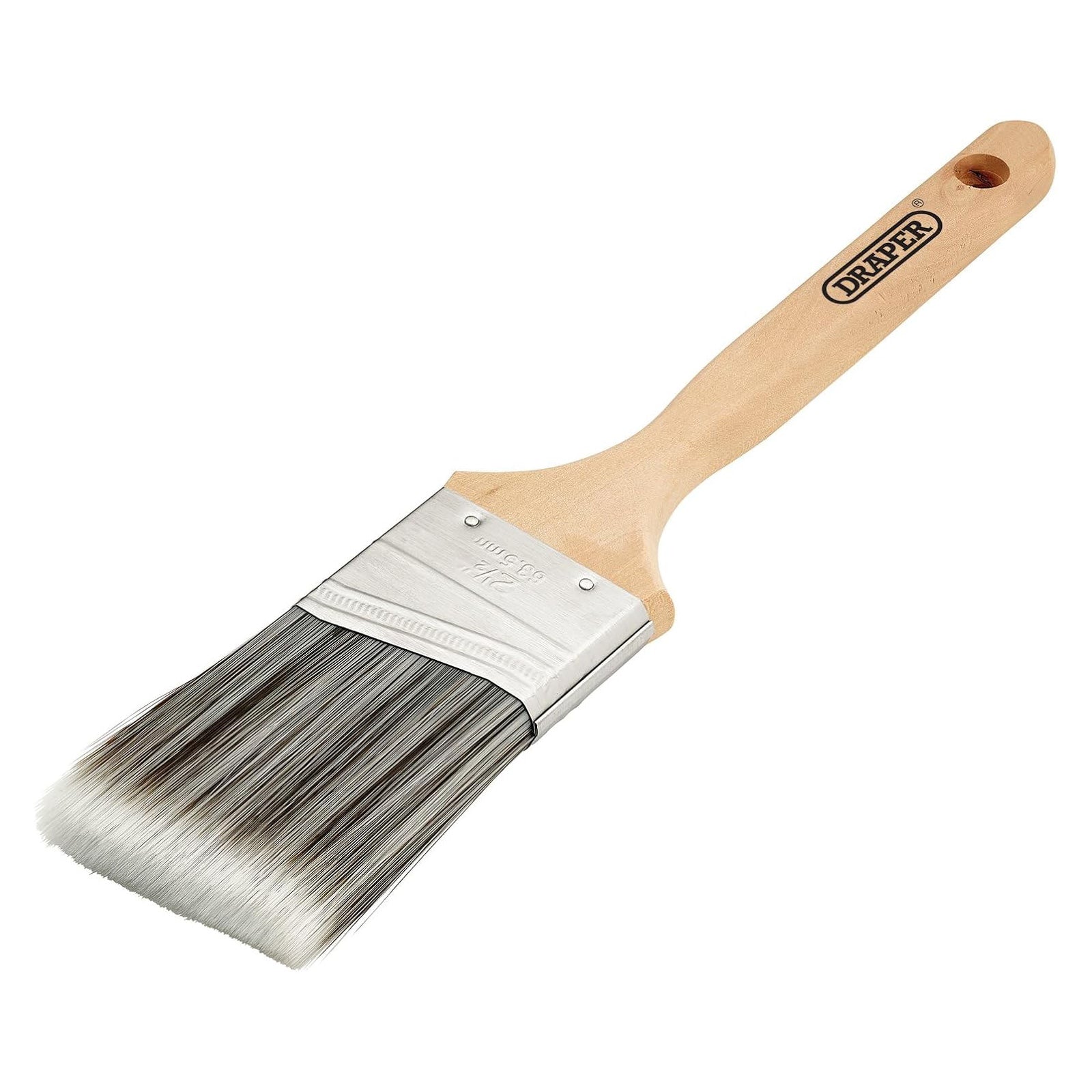 Draper 20444 Angled Paint Brush 65mm (2.5in) | Synthetic Bristles and Wooden Handle | Ideal for cutting-in and edging