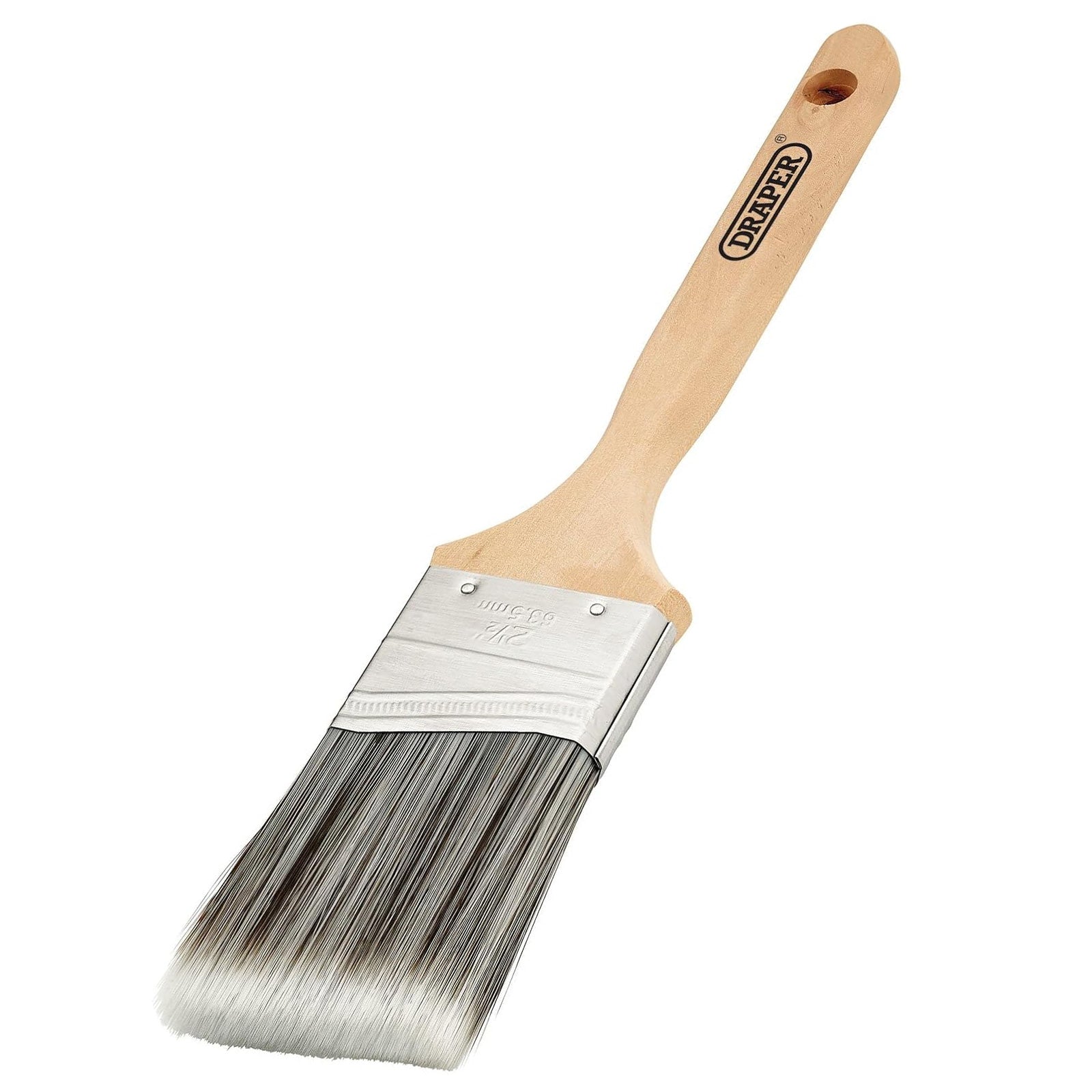 Draper 20444 Angled Paint Brush 65mm (2.5in) | Synthetic Bristles and Wooden Handle | Ideal for cutting-in and edging