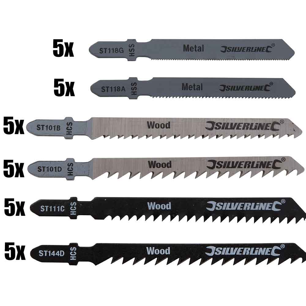 Silverline 18V Cordless Jigsaw plus 30pc Blades | Variable Speed 2Ah Li-ion Battery and Fast Charger
