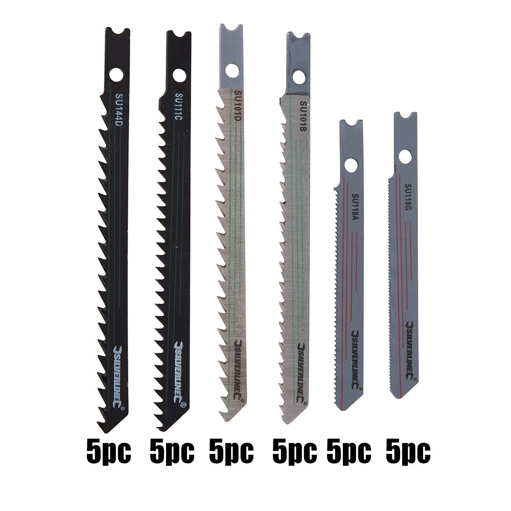 Silverline 234292 30pc Assorted Jigsaw Blades for Wood & Metal Universal Fitting