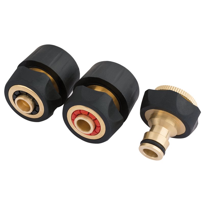 Draper 24529 Brass and Rubber Hose Connector Set (3 Piece) - SUN