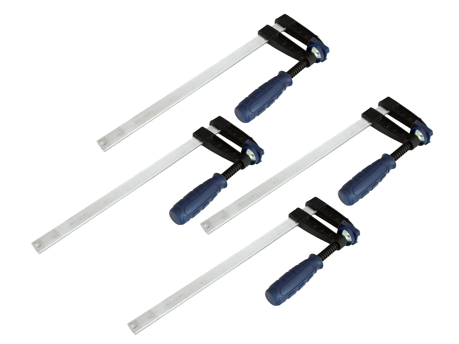 4 Pack of Draper 8" F Clamps Quick Action Bar Clamps | 200mm x 50mm