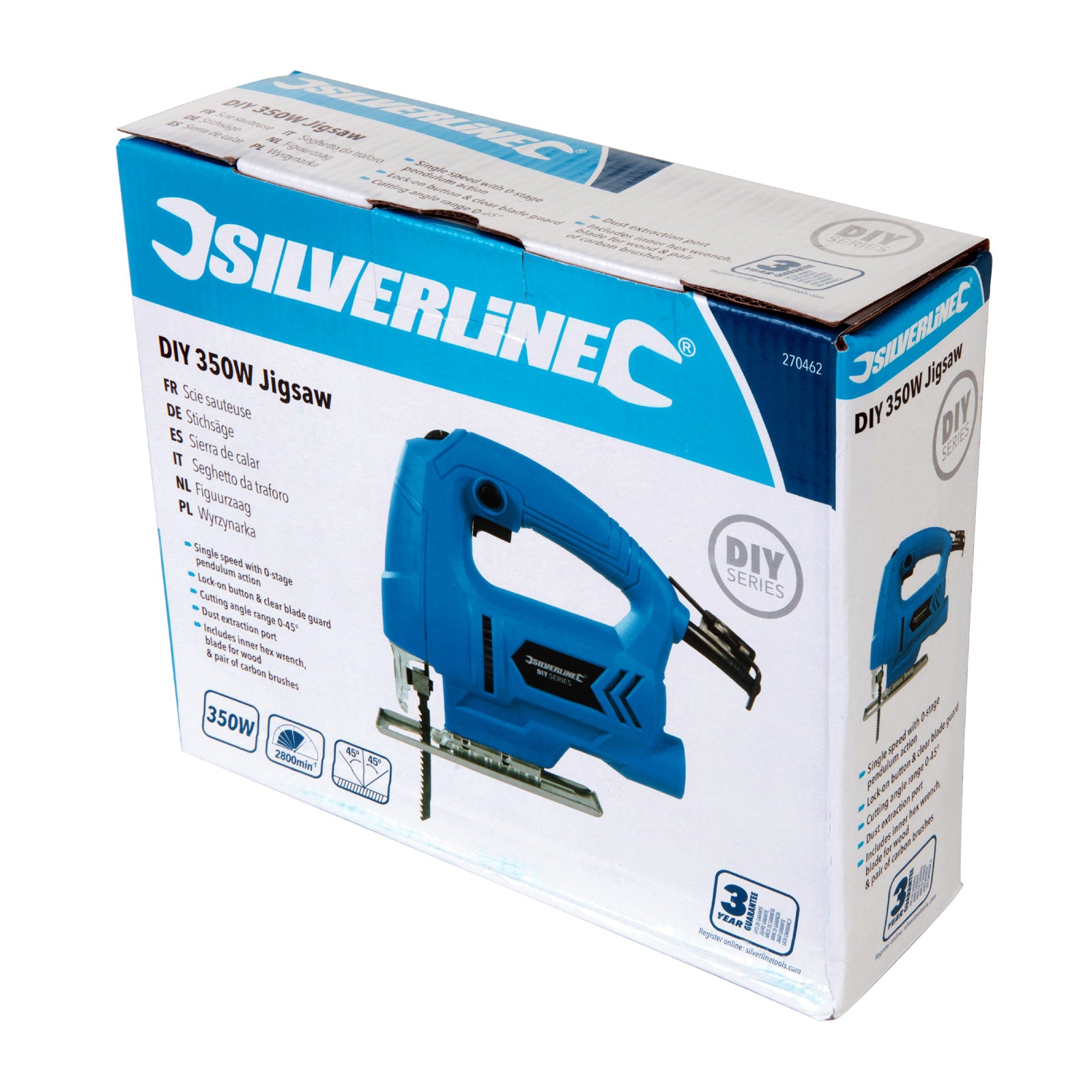 Silverline 450W Electric Jigsaw plus 31 Assorted Wood and Metal Saw Blades