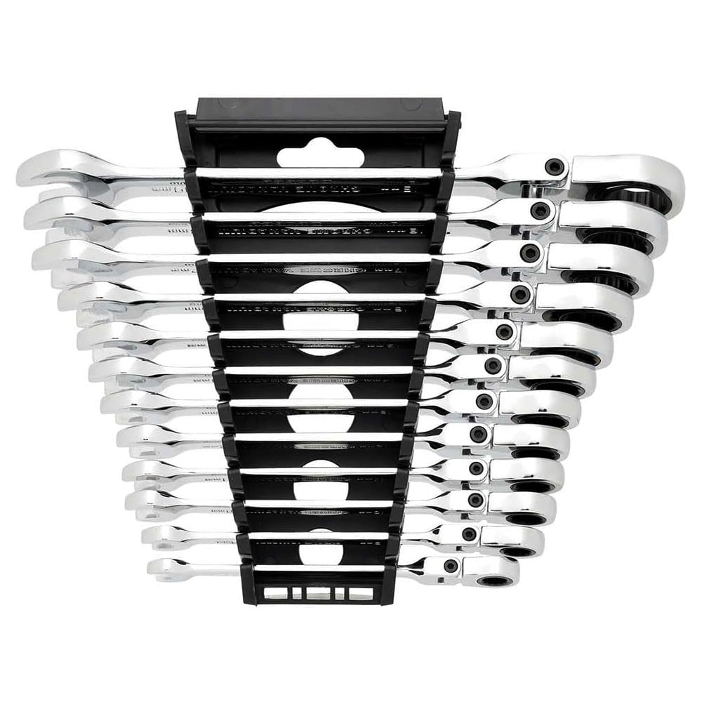 Draper 27733 12pc Flexible Head Ratchet Combination Spanners Set | HI-TORQ Metric Wrenches