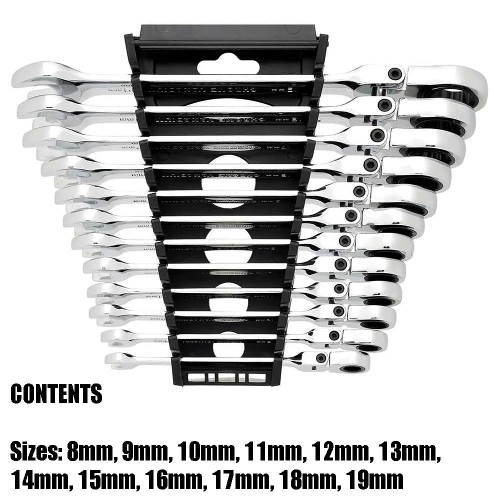 Draper Flexible Head Ratchet Combination Spanners Set | HI-TORQ Metric Wrenches (12pc)