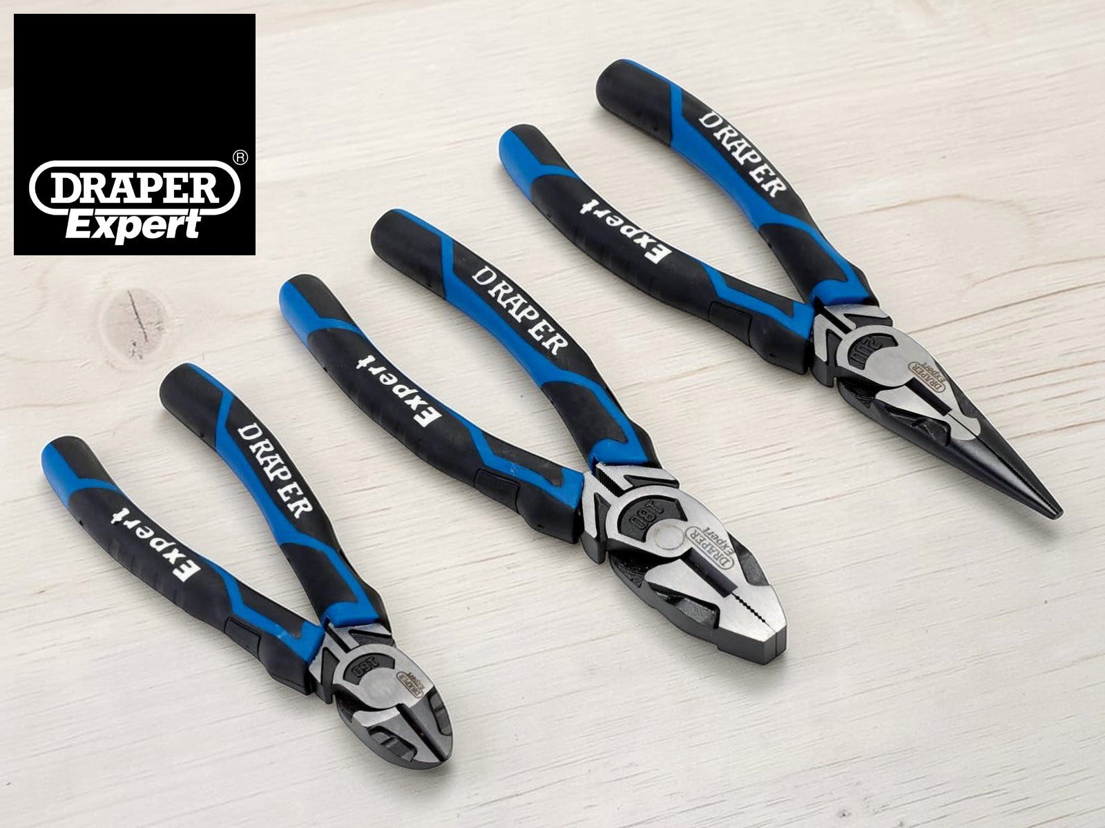 Draper Expert 28033 3pc Carbon Steel Pliers Set | High Leverage Combination Side Cutters and Long Nose