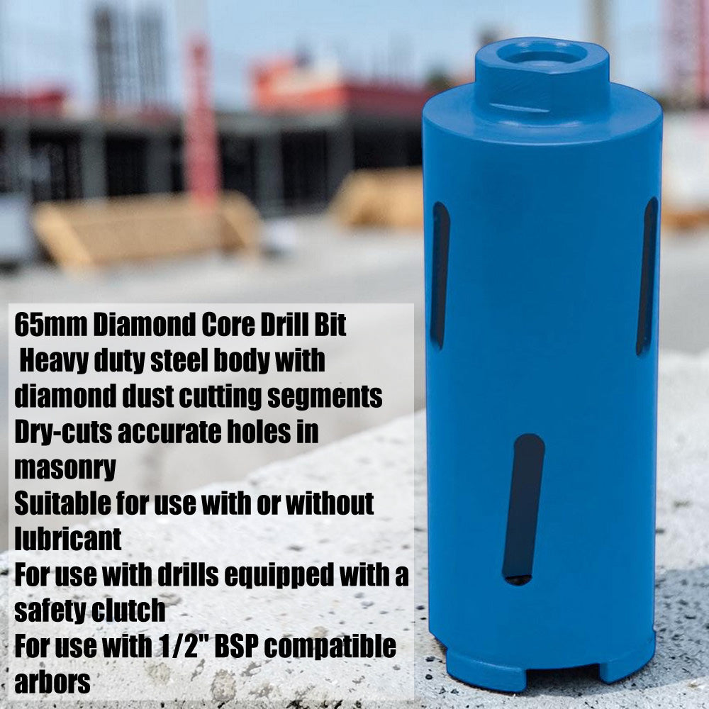 Silverline 282395 65mm Diamond Core Drill Bit Hole Cutter for Masonry Concrete Brick