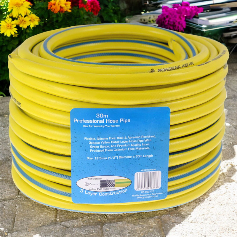 Heavy Duty Reinforced Garden Hose Pipe | 15m-50m Hosepipe | Connectors and Guide also available
