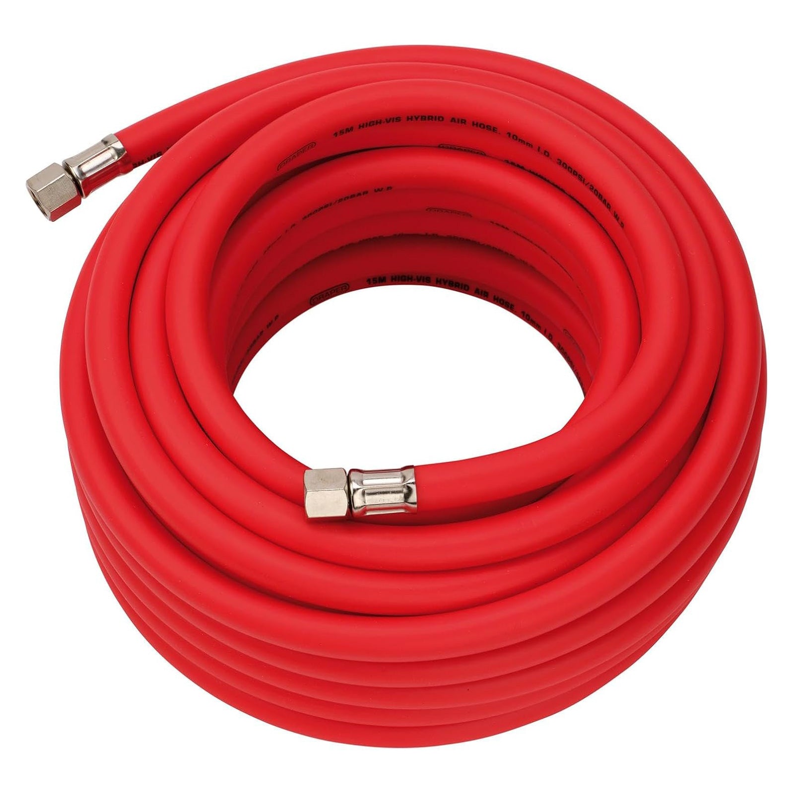Draper 31731 Hybrid Air Hose 15m x 10mm Bore 1/4" BSP High Vis Red Air Line