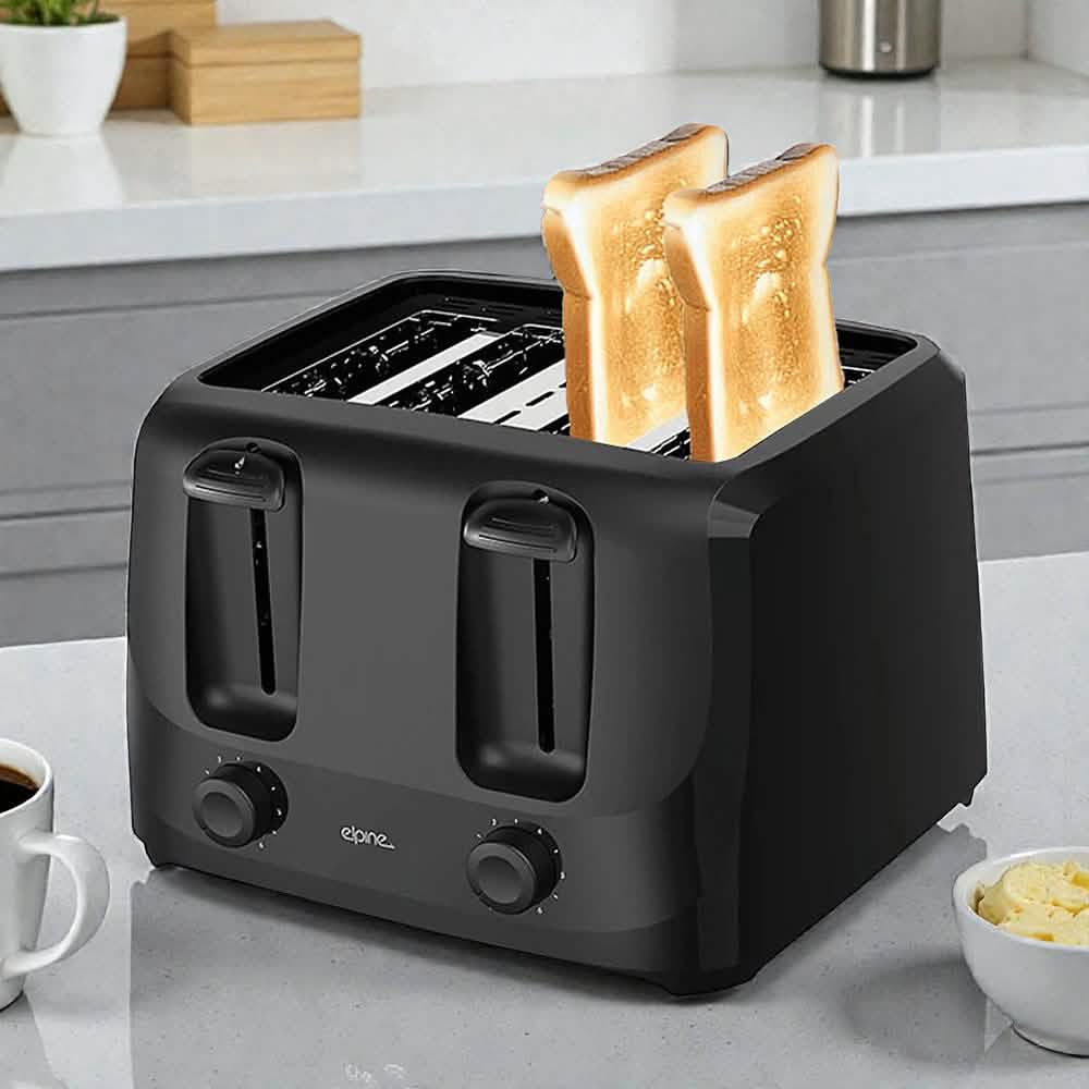 Black Cordless Electric Kettle & 4 Slice Toaster Set | 1.7L Jug | Variable Browning Control