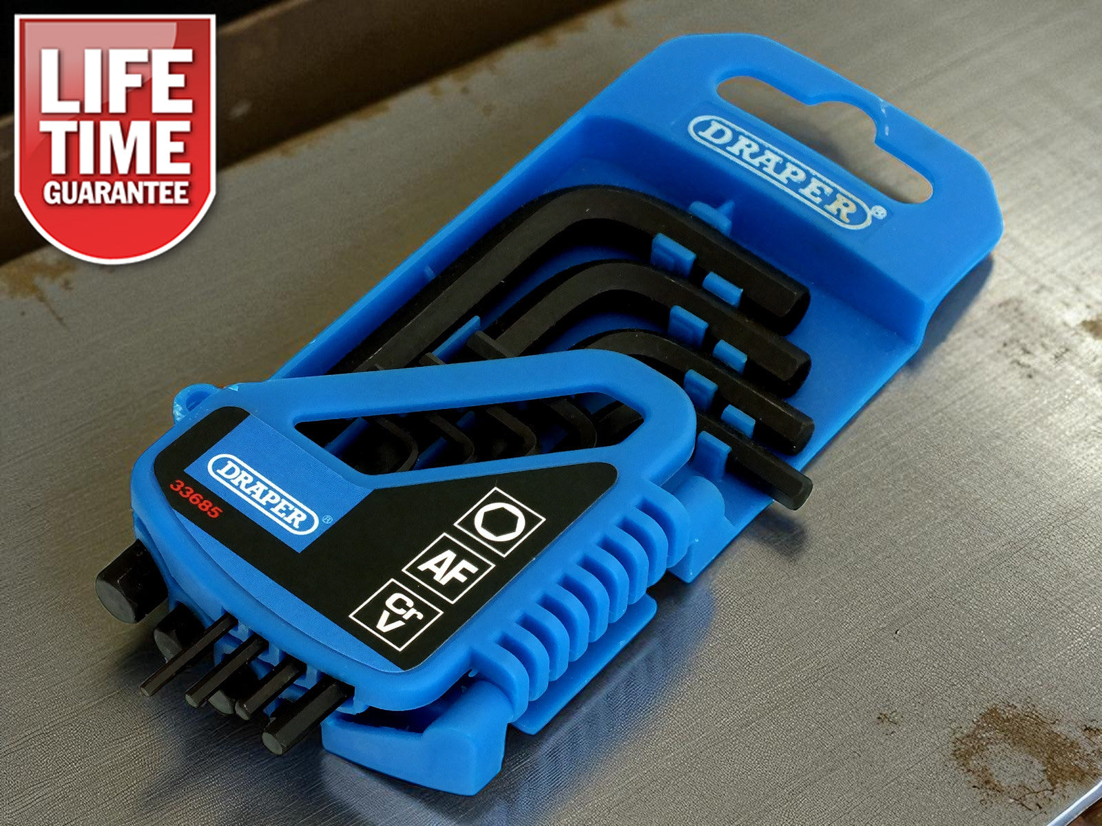 Draper 33685 Imperial AF Hex Key Set + Storage Holder 8pc Hexagon Allen Wrenches