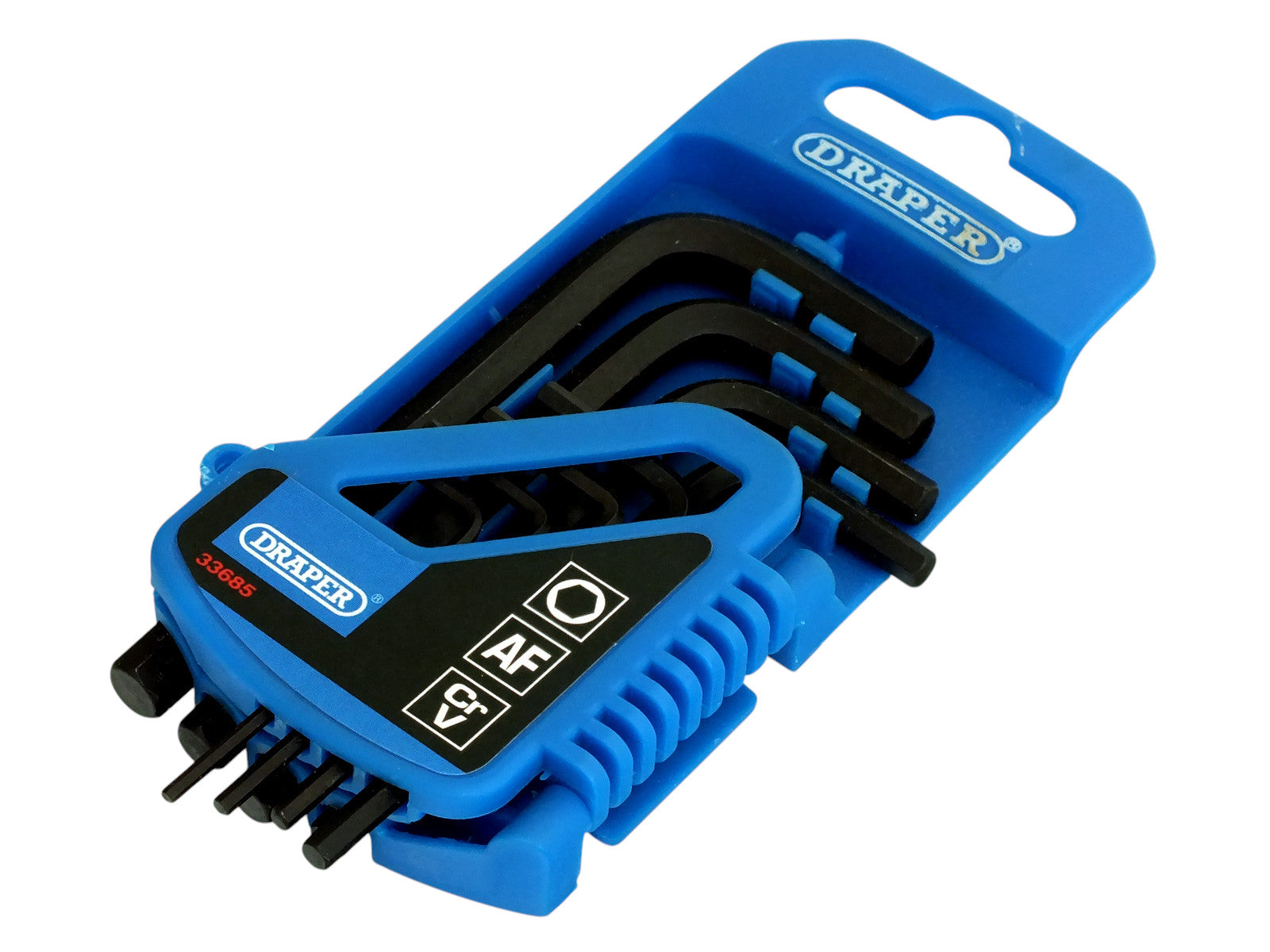 Draper 33685 Imperial AF Hex Key Set + Storage Holder 8pc Hexagon Allen Wrenches