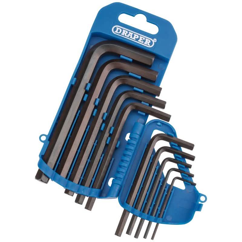 Draper 33687 Metric Hexagon Key Set with Storage Holder 10pc CRV Hex Allen Keys