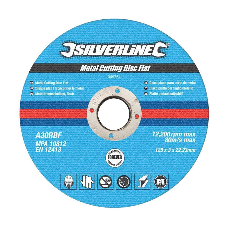 Metal Cutting Disc Flat 125 X 3 X 22.23mm Silverline 349754 (1 PC)