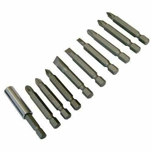 SCREWDRIVER HANDLE 1/4 Hex + BIT SET - 50mm MAGNETIC POZI PHILIPS SLOTTED HOLDER
